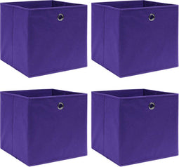 vidaXL - Opbergboxen - 4 - st - 32x32x32 - cm - stof - paars