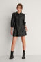 Na-kd - PU mini-jurk met pofmouwen - Zwart - Maat EU 34
