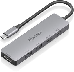 AISENS ASUC-5P028-GR - Laptop dock & poortreplicator - USB 3.2 Gen 1 Type-C 4K Ultra HD - Grijs