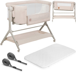 Lionelo Leonie Plus - Co-Sleeper 3 in 1 Wieg - Hoogteverstelling 6 Niveaus - Schommelfunctie - Grijs