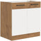 ROCK - Onderkast - Melamine in Lancelot eiken en Wit decor - 80 cm - 2 draaideuren