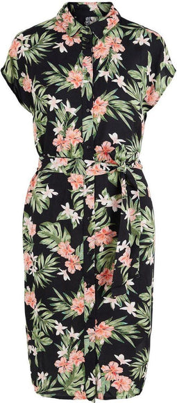 Pieces PCNYA SS SHIRT DRESS - Doorknoopjurk met palm print - Maat L