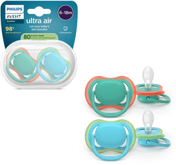 Philips Avent Ultra Air - Fopspeen - Ademend en lichtgewicht - Groen en blauw (2 stuks)