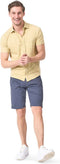 Mario Russo Korte Mouwen Overhemd - Overhemd heren - Polo Shirt Heren - t shirt heren - 3XL - Licht olijfgroen