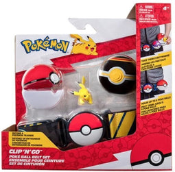 Clip Belt 'n' Go Bandai - Pokémon - 1 riem, 1 Poké -bal, 1 luxe bal en 1 beeldje 5 cm Pikachu