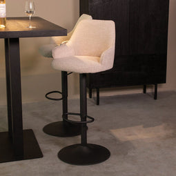 LABEL51 Fender Barkruk - Naturel - Stof - Gaslift - Kruk -