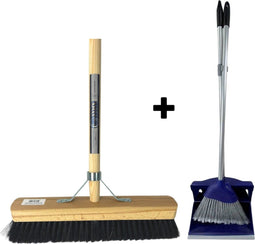 Synx Tools bezem Binnenbezem paardenhaar 40 cm - Stoffer en Blik met lange steel 95 cm- Bezemset - Cocosharen - Zaalveger - Kunststof - Hotel Stoffer Blik set - Stoffer en blik sluitend model - Schoonmaakartikelen