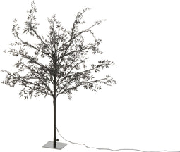 J-Line boom Blaadjes - metaal - zwart - small - LED lichtjes