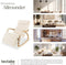 tectake® Schommelstoel - Relaxstoel met kussen - 5-voudig verstelbare voetsteun - Beige