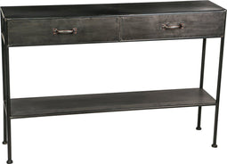 PTMD Simple Sidetable met 2 lades - 122 x 31 x 81 cm - Metaal - Zwart