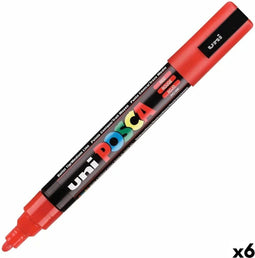 POSCA PC-5M - Markeerstift - Inkt op waterbasis 1,8-2,5 mm - Rood (6 stuks)