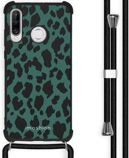 iMoshion Hoesje Geschikt voor Huawei P30 Lite Hoesje Met Koord - iMoshion Design Hoesje met Koord - Zwart / Meerkleurig / Groen / Panther Illustration