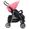 vidaXL - Tweelingkinderwagen - staal - roze - en - zwart