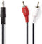Nedis - Stereo-Audiokabel - 3,5 mm Male naar 2x RCA Male - Vernikkeld - Zwart - 1 m