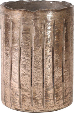 PTMD Lisa Rond Windlicht - H25 x Ø18 cm - Glas - Rosé goud