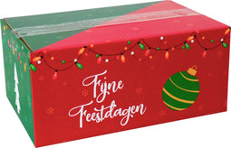 Klika - Kerstpakketdoos | Wonderful time | golfkarton | 310x200x140mm | Kerstmis | a | rood/groen | 10 stuks