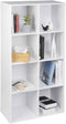 Woltu Boekenkast - Staande Plank - 8 Vakken - MDF Wit - 60 x 29,5 x 121 cm