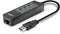 Lindy 43176 - USB Hub - 1x Ethernet 1Gbps 3x USB 3.2 Gen1 5Gb/s type-A - Zwart