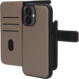 Mobiparts Leather 2 in 1 Wallet Case - Apple iPhone 16 - Luxe leder met uitneembare backcover - Taupe