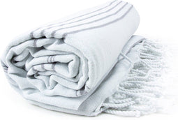 The One Towelling Hamam Sultan - Hamamdoek - 100 x 180 cm - 100% katoen - Grijs/Wit