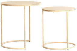 Light & Living Sadar - Bijzettafel set - Ø52x46cm + Ø50x40cm - Bruin (2 stuks)