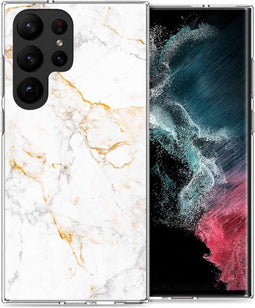 iMoshion Hoesje Geschikt voor Samsung Galaxy S23 Ultra Hoesje Siliconen - iMoshion Design hoesje - Wit / White Marble