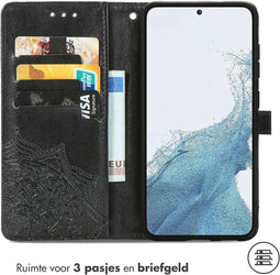 iMoshion Hoesje Geschikt voor Samsung Galaxy S23 Plus Hoesje Met Pasjeshouder - iMoshion Mandala Bookcase - Zwart