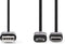 Nedis 2-in-1-Kabel - USB 2.0 - USB-A Male - USB Micro-B Male / USB-C Male - 480 Mbps - 1.00 m - Vernikkeld - Rond - PVC - Zwart - Label