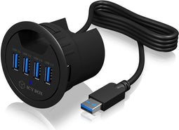 Icy Box IB-HUB1403 - USB Hub - 4x USB 3.2 (Gen1, 5Gb/s) type-A - Zwart