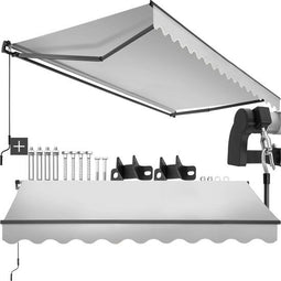 tectake® Ornella - Zonnescherm met Knikarm - 300 x 250 cm - Waterafstotend - Lichtgrijs