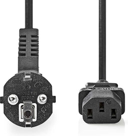 Nedis Stroomkabel - Type F (CEE 7/7) Male - IEC-320-C13 Gehoekt - 3.00 m - Zwart