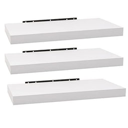Woltu Wandplank Set RG9372ws-3 - Set van 3 Zwevende Wandplanken - MDF Hout - Wit - 40 x 22,9 x 3,8