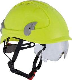 Alpinworker veiligheidshelm fluor geel met bril