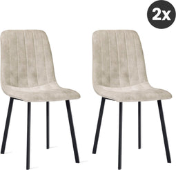 Refurna - Eetkamerstoel Minsk Velvet Taupe Set van 2