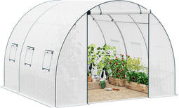 Woltu Foliekas Broeikas Wit 300 x 300 x 200 cm - Ruime Tomatenkas met Deur en 6 Ramen - Stalen Frame