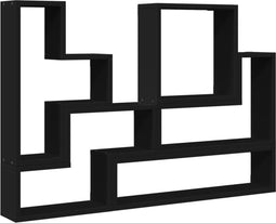 vidaXL - Wandschap - 96x12x64 - cm - bewerkt - hout - zwart