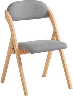 SoBuy FST92-N - Houten Klapstoel - Gestoffeerd Zitkussen - Grijs/Natuur 47.5x77x59 cm