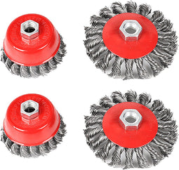 4Pcs Rotary Twisted Knoop Platte Cup Staaldraad Wiel Borstel Voor Haakse Slijper Roest Verf Verwijderen Stalen Borstel