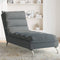 vidaXL - Chaise - longue - met - kussens - stof - donkergrijs