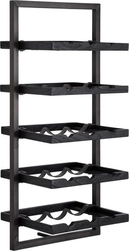 Winemate - Type E (BTBF) - Wijnrek - voor 15 flessen - Burned Black Wood - Black Smoked Iron Frame