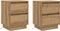 vidaXL - Nachttafels - met - LED-lampen - 2 - stuks - Artisan - Eiken - 39x34,5x50 - cm