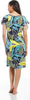 Pastunette Beach - Floral Leaves - Dames Jurk - Ronde hals - Groen/Blauw - Maat XL