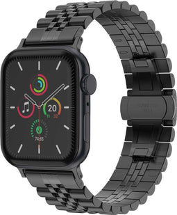 Selencia Jubilee stalen bandje - Geschikt voor Apple Watch 1, 2, 3, 4, 5, 6, 7, 8, 9, 10 (42 mm), SE - 38/40/41 mm - Zwart - One Size