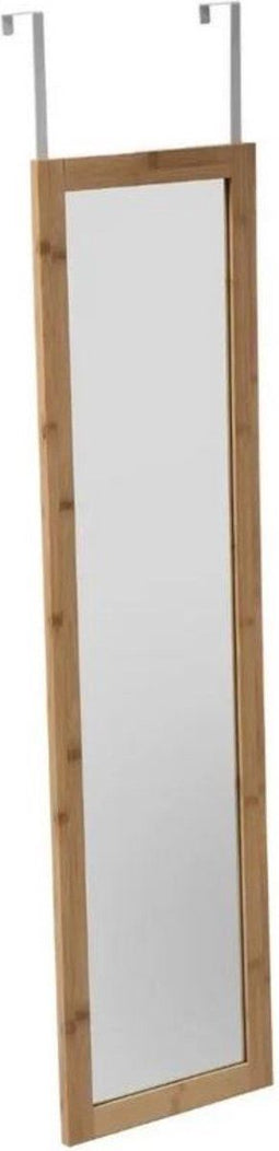 5Five - Bamboe deurspiegel 110 x 30 x 2 cm - Passpiegel - Visagiespiegel - Deur spiegel - Extra stevig / zwaar