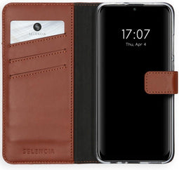 Selencia Hoesje Geschikt voor Huawei P Smart (2020) Hoesje Met Pasjeshouder - Selencia Echt Lederen Bookcase - Lichtbruin