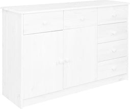 vidaXL - Dressoir - met - 6 - lades - 113x35x73 - cm - massief - grenenhout - wit