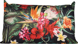 Anna's collection buitenkussen bloem - zwart/rood - 30 x 50 cm - Water en UV bestendig