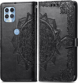 iMoshion Hoesje Geschikt voor Motorola Moto G100 Hoesje Met Pasjeshouder - iMoshion Mandala Bookcase - Zwart