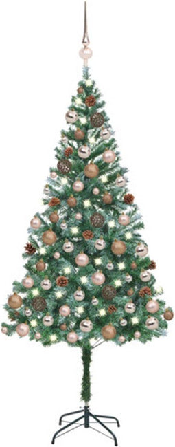 vidaXL - Kunstkerstboom - met - verlichting - kerstballen - dennenappels - 180 - cm
