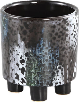 PTMD Snakes Ronde Bloempot Op Voet - H11,5xØ10,5 cm - Keramiek - Grijs